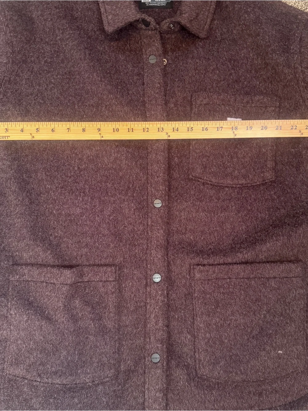 Carhartt Fleece Shirt Jacket Mens XL Loose Fit Snap Front Purple Plum Shacket